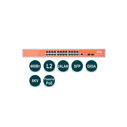 Управляемый гигабитный коммутатор L2 PoE Wi-Tek WI-PMS326GF-24V