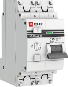 Купить Автомат дифференциальный 1P+N 25А/30мА тип АС 4,5кА (С) электронный, EKF PROxima магазина stels.market.