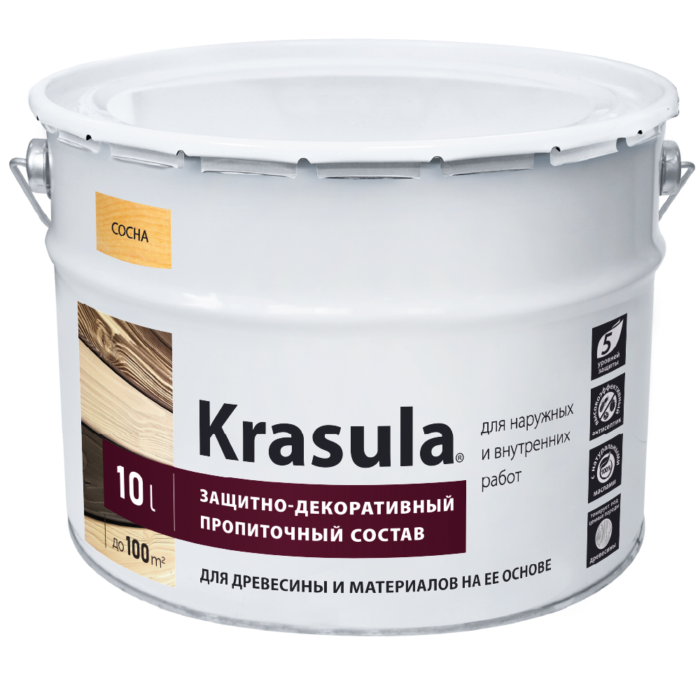 Защитно-декоративный состав KRASULA (11л). СОСНА