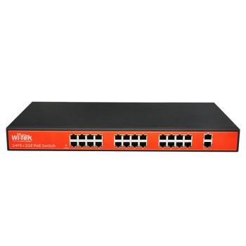 Неуправляемый коммутатор PoE Wi-Tek WI-PS126G-24V, 24 PoE порта 100Base-TX + 2 1000Base-T