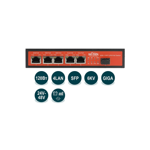 Неуправляемый коммутатор PoE Wi-Tek WI-PS306GF-UPS